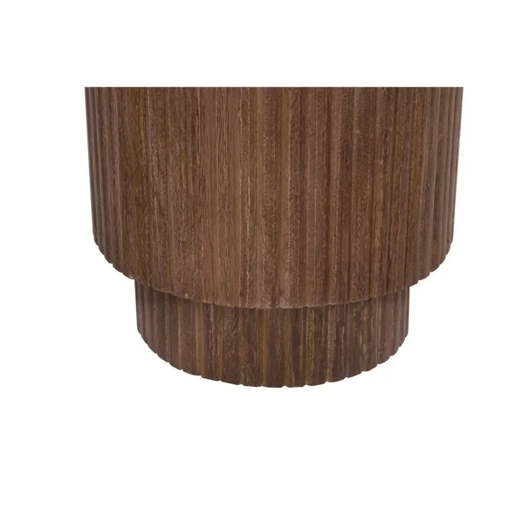 Table basse TALVORA – Legno di mango massiccio – Tavolino rotondo Ø35 cm – Design artigianale e compatto