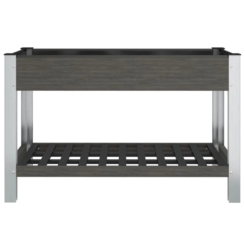 Vassoio per fioriera aiuola rialzata piante fiori terrazza giardino giardino con ripiano 120 x 50 x 75 cm WPC grigio 02_0039772