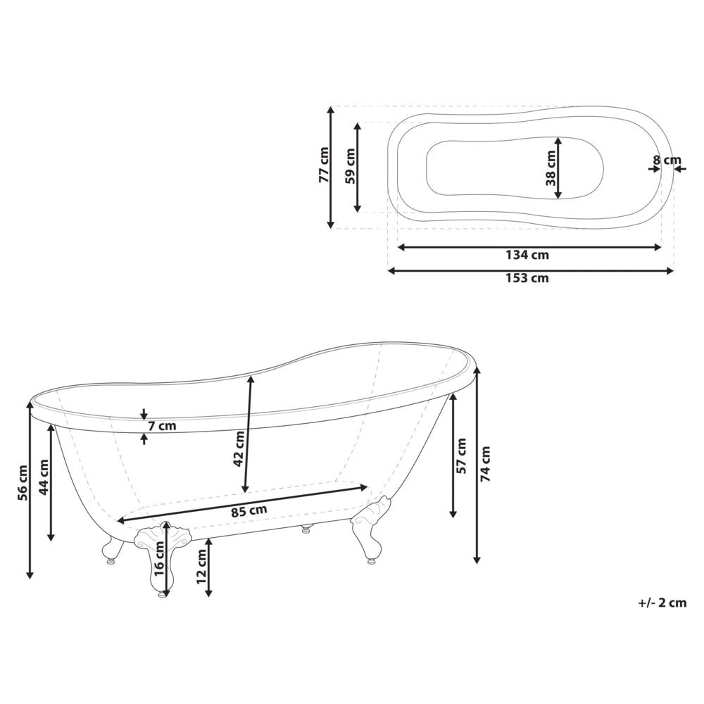 Vasca da Bagno Freestanding in Acrilico Sanitario Rosso 153 x 77 cm