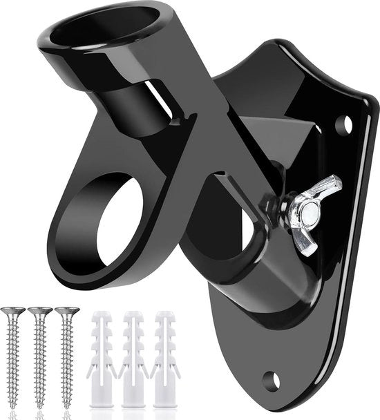 Sostegno Bandiera - Alluminio - 25mm - con Viti - Sostegno Mast - Sostegno Bandiera per Casa - Bandiera Olandese - Nero - Sostegno Bandiera per Parete - Installato 2 Posizioni