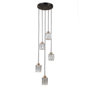 Lampadario rotondo nero-oro cristallo 5xE14 TORNO Italux