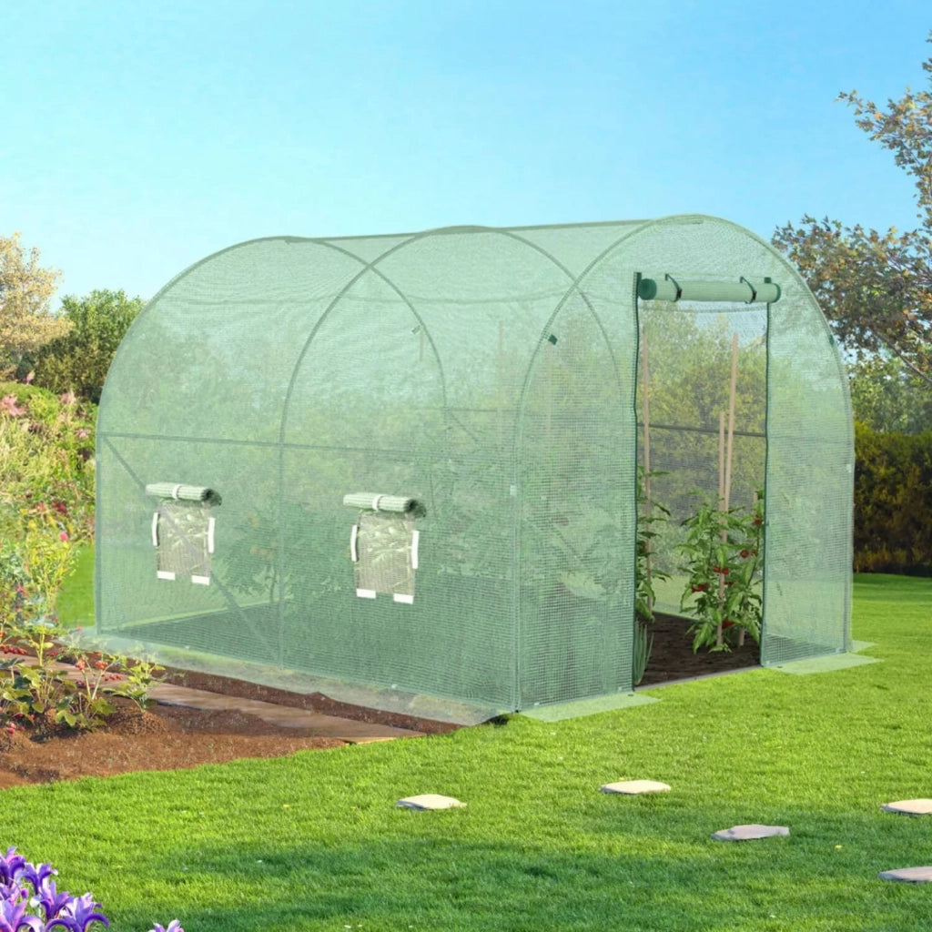 IDMarket - Telone di ricambio per serra da giardino a tunnel da 6 m² (3 x 2 x 2 m), resistente ai raggi UV, con porta e finestre, modello R