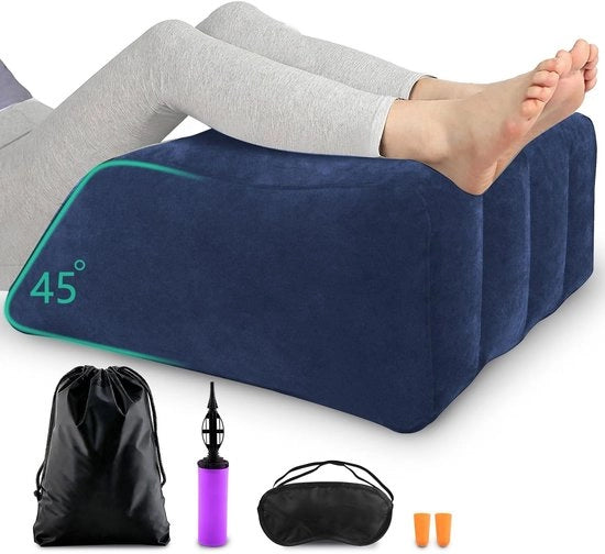Supporto per la circolazione sanguigna opzionabile - cuscino di sostegno per letto - incluse pompa manuale - tasca di stoccaggio e maschera da sonno