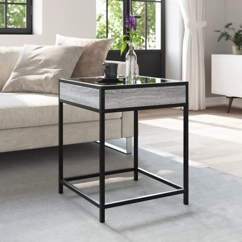 Tavolino da Salotto con LED Infinity Grigio Sonoma 40x40x51 cm