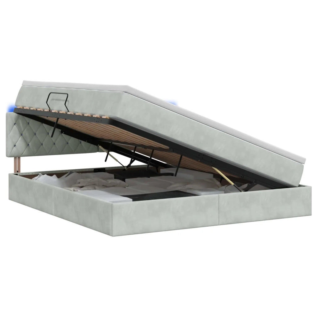 Letto con contenitore LED e materasso Grigio Chiaro 3459204
