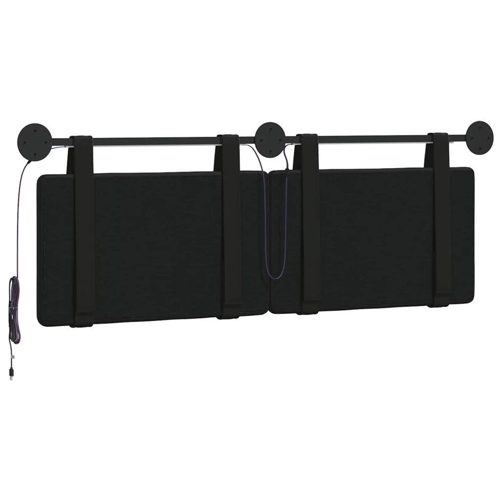 Testiera sospesa Con luce LED Nero Similpelle