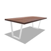 Tavolo da pranzo in legno e metallo con piedi trapezoidali bianchi - 220x100 cm