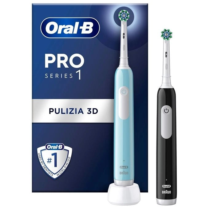 Oral-B Pro 1 PRO1CRSDUO spazzolino elettrico Adulto Spazzolino rotante-oscillante Nero, Turchese, Bianco