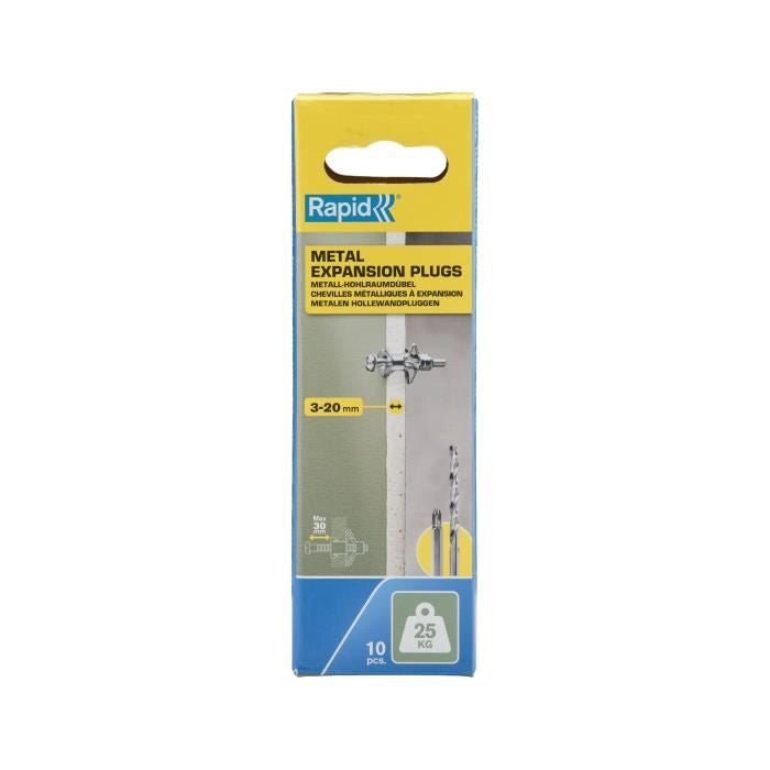 Blister da 10 pezzi. tasselli ad espansione metallici 8x46 viti m4x58 5001548 rapidi
