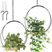 Macramé portatori di piante con base in legno - 93 cm, set da 2
