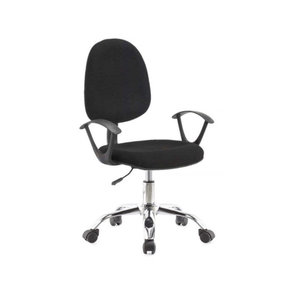 Poltrona da ufficio con ruote CR131 in tessuto nero e base cromata
