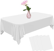 Set di tovaglie da tavolo bianche - 4 pezzi - 137 x 274 cm - impermeabili tovaglie rettangolari per compleanni, feste, matrimoni e picnic