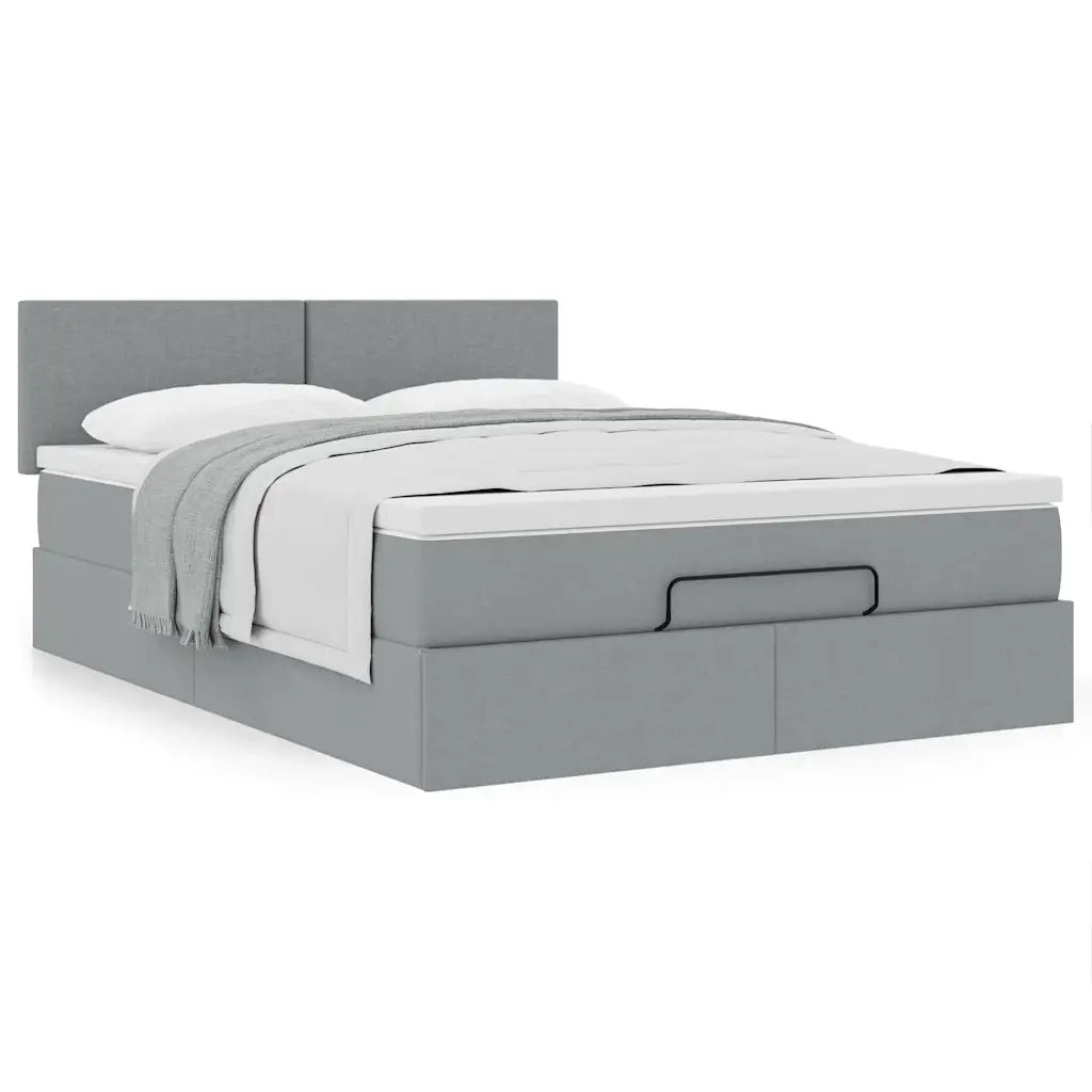 Pouf Letto con Materasso Grigio Chiaro 140x190 cm in Tessuto 3311373