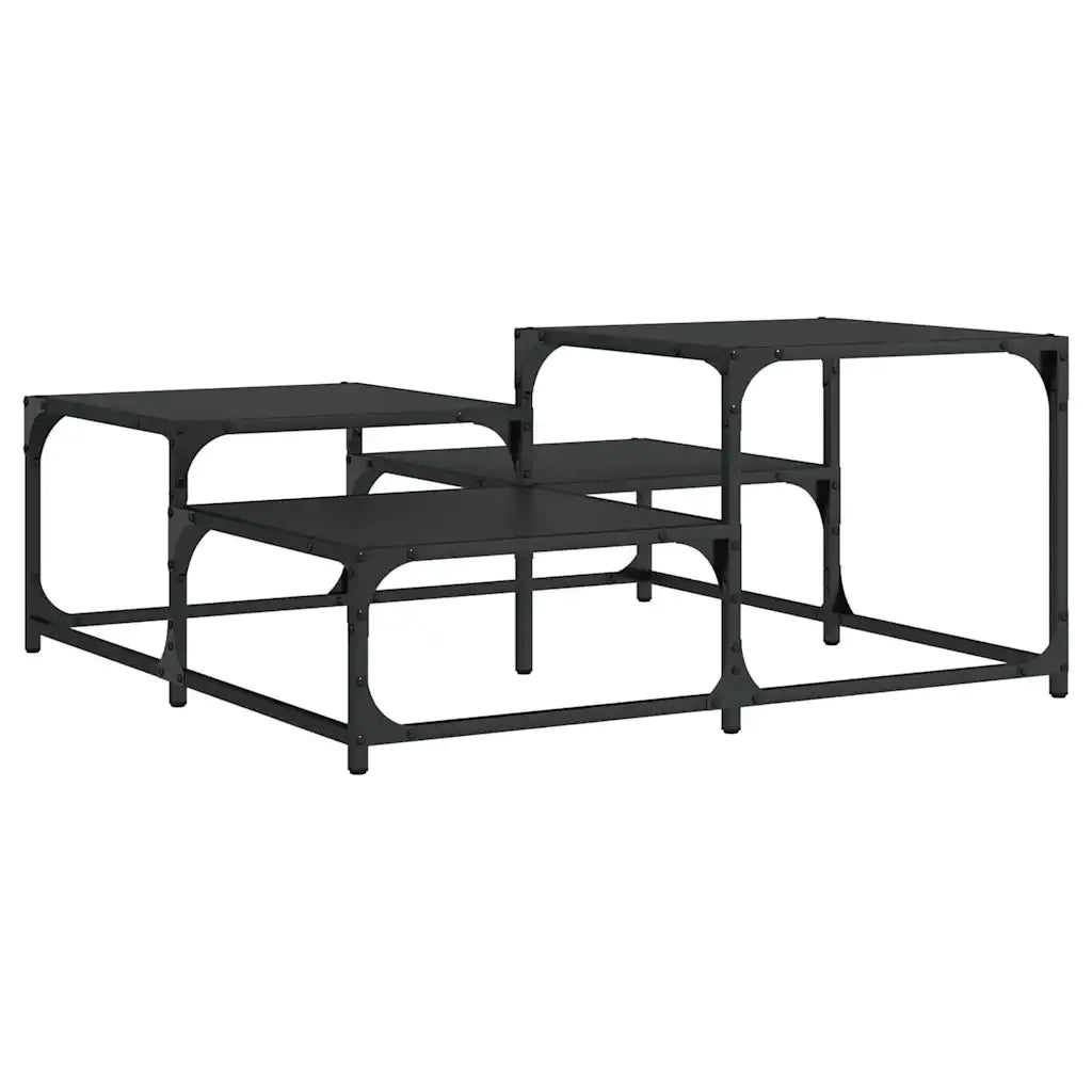 Tavolino da Salotto-Tavolino da soggiorno-Tavolo Nero 87,5x87,5x40 cm in Legno Multistrato