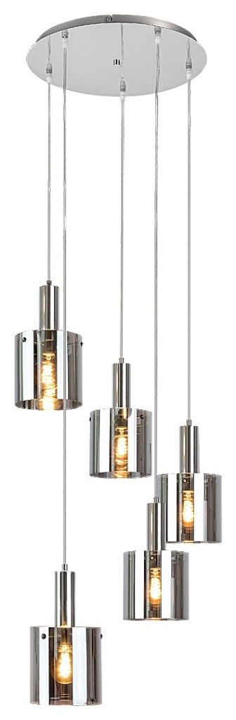 Lampadario Rabalux Donati 5xE27 cromato vetro fumé