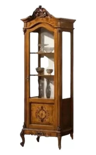 Vetrina legno 1 porta impero finitura noce bassano 72x46x214 - Mobili 2G