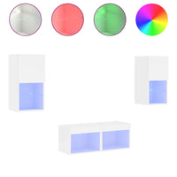 Mobili TV a Muro 4pz con Luci LED Bianchi 3216569