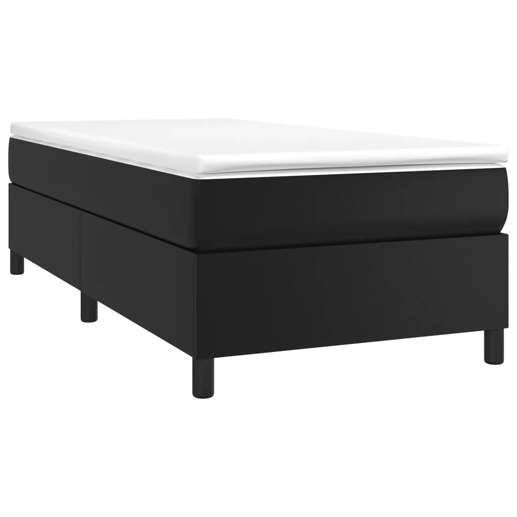 Struttura Letto a Rete a Molle-Giroletto Nero 90x200 cm in Similpelle 522001