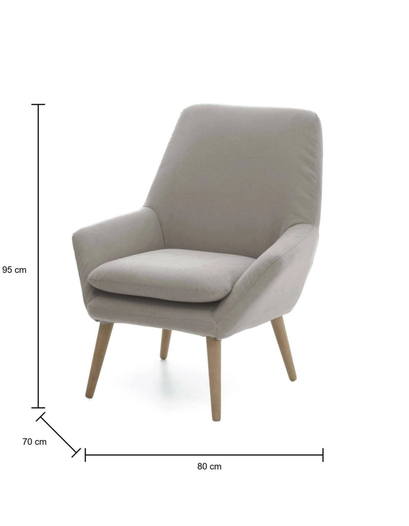 Poltrona Anido, Poltrona di design da salotto, 100% Made in Italy, Poltroncina relax in tessuto imbottito, cm 80x70h95, Grigio