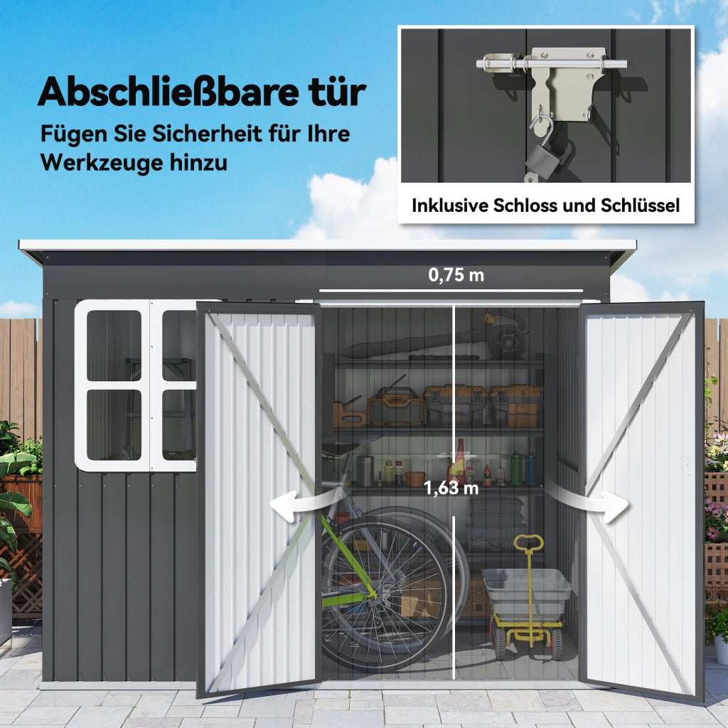 Capanno da giardino in metallo ¨C zephmum ¨C grigio scuro 260x177x190 cm