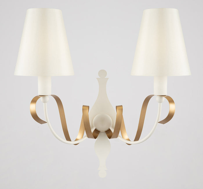 Lampada da parete Elegant in Metallo Intreccio Bianco con Oro