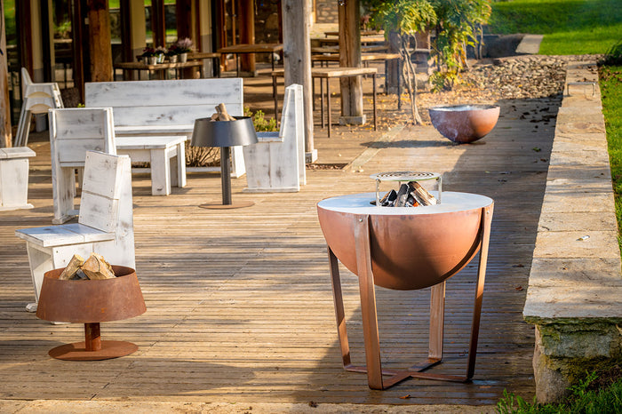 Barbecue a Legna Ø80x80 cm Iris in Acciaio Nero Alta Temperatura