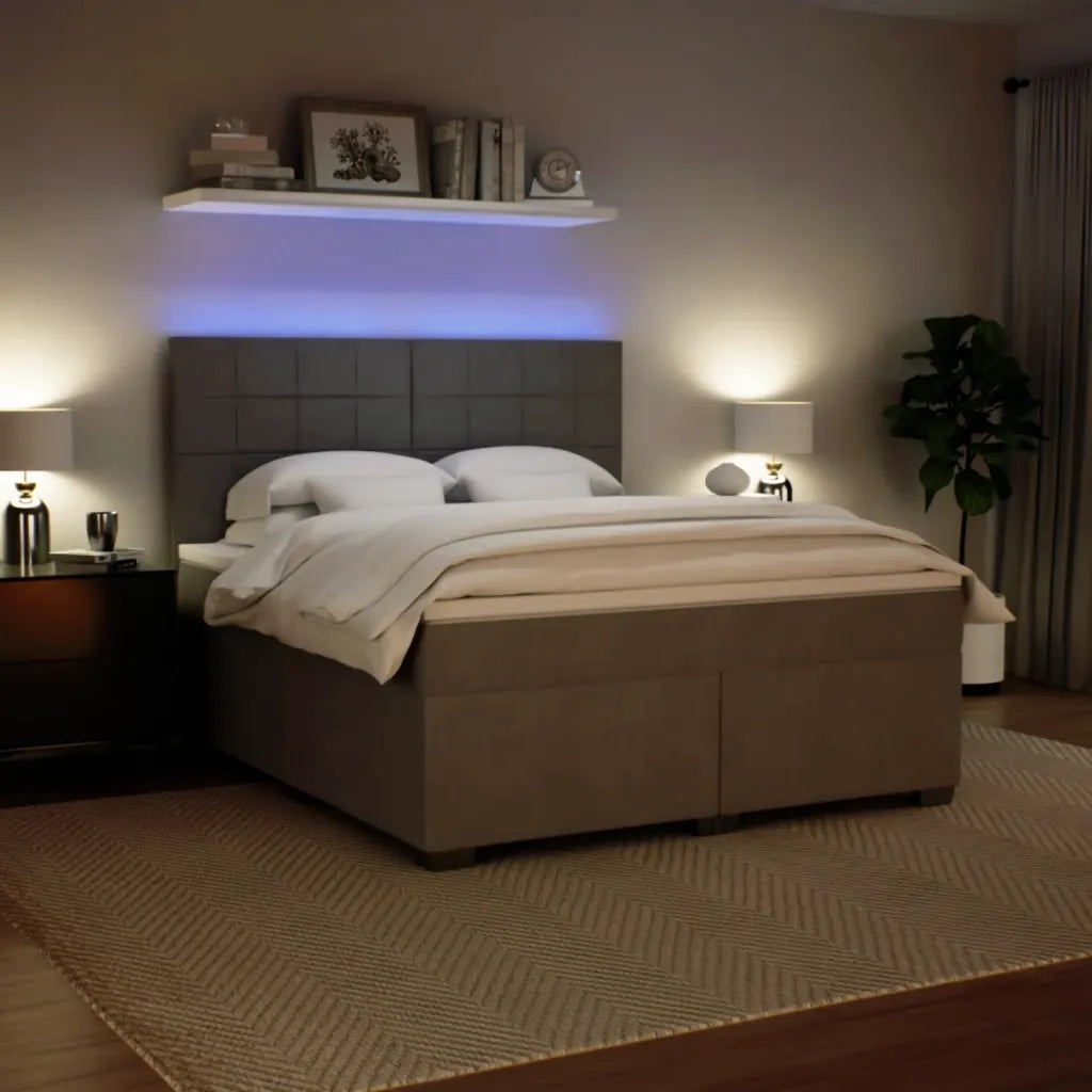 Giroletto a Molle con Materasso Grigio Chiaro 180x200cm Velluto 3293278