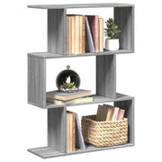 Libreria Divisorio 3 Piani-Scaffale per Libri-Mobile di Stoccaggio Grigio Sonoma 70x24x97 cm Truciolato