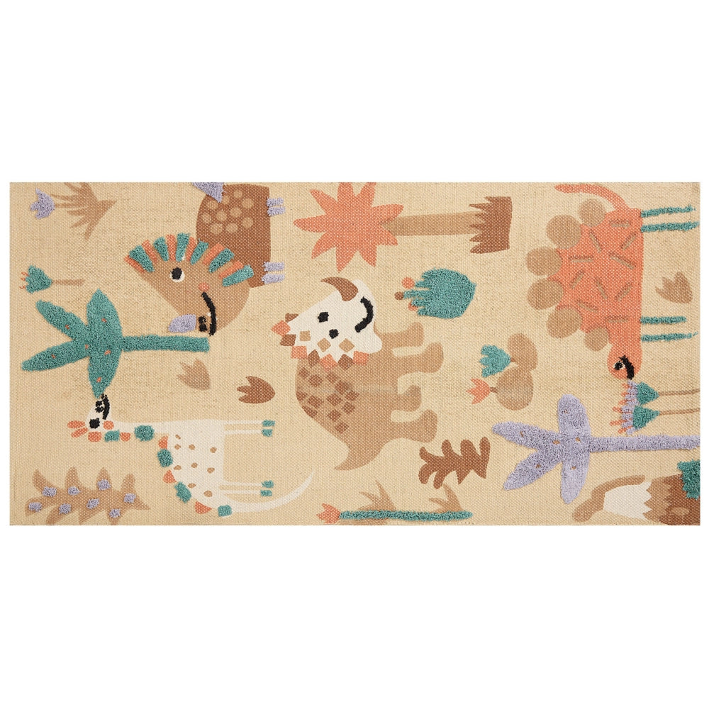 Tappeto per bambini in cotone con motivo natura 80 x 150 cm tessuto a mano multicolore cameretta camera dei bambini