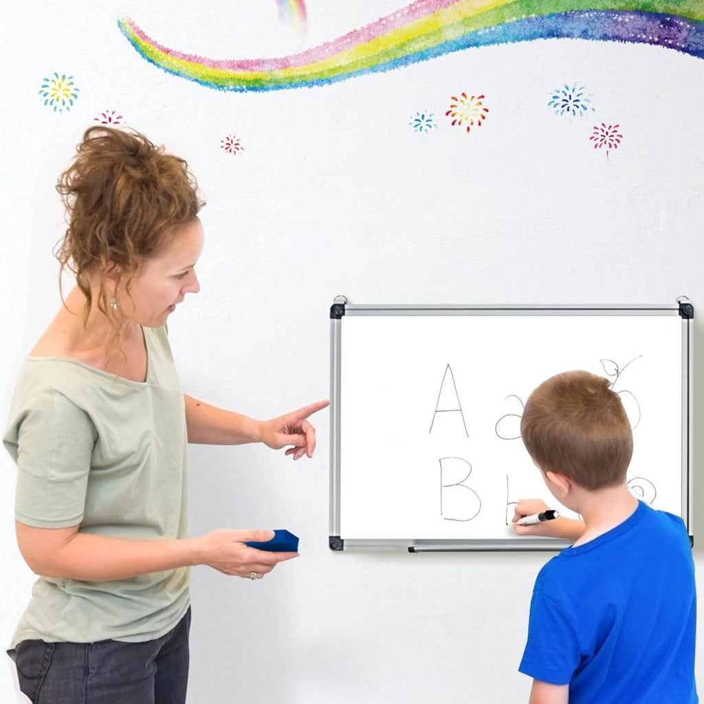 Lavagna Magnetica Bianca, Lavagna Cancellabile con Cornice in Alluminio per Scuola Casa Ufficio, Vari Dimensioni Disponibili (60 x 40 cm)
