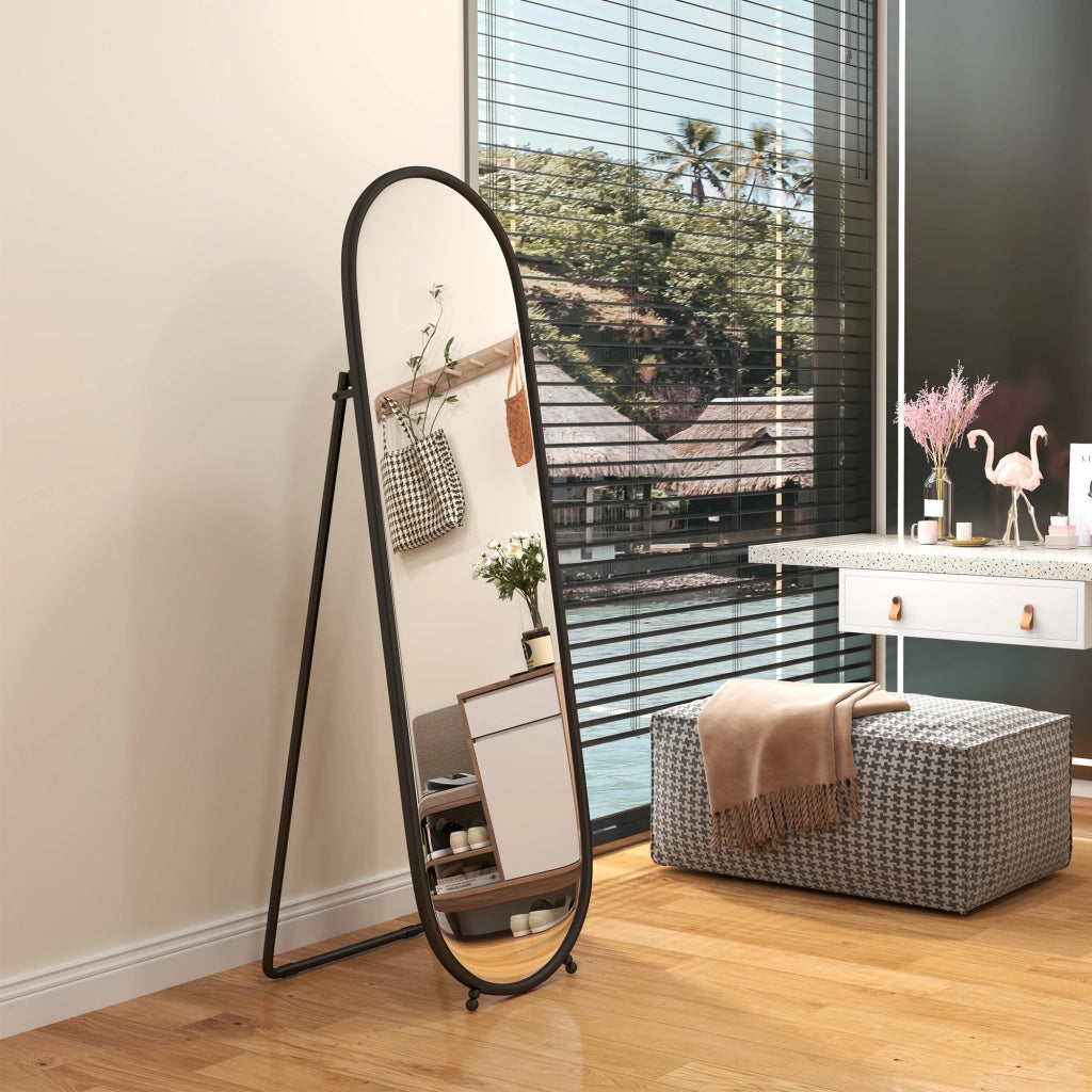 Specchio ovale con supporto in metallo nero ¨C zephmum ¨C 40x160 cm