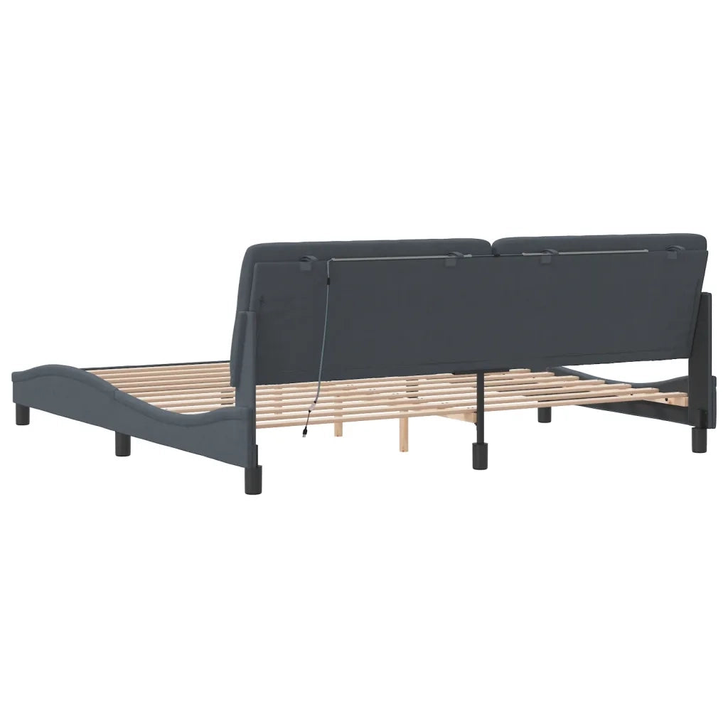 Giroletto con LED senza Materasso-Struttura Letto Grigio Scuro 200x200 cm in Velluto