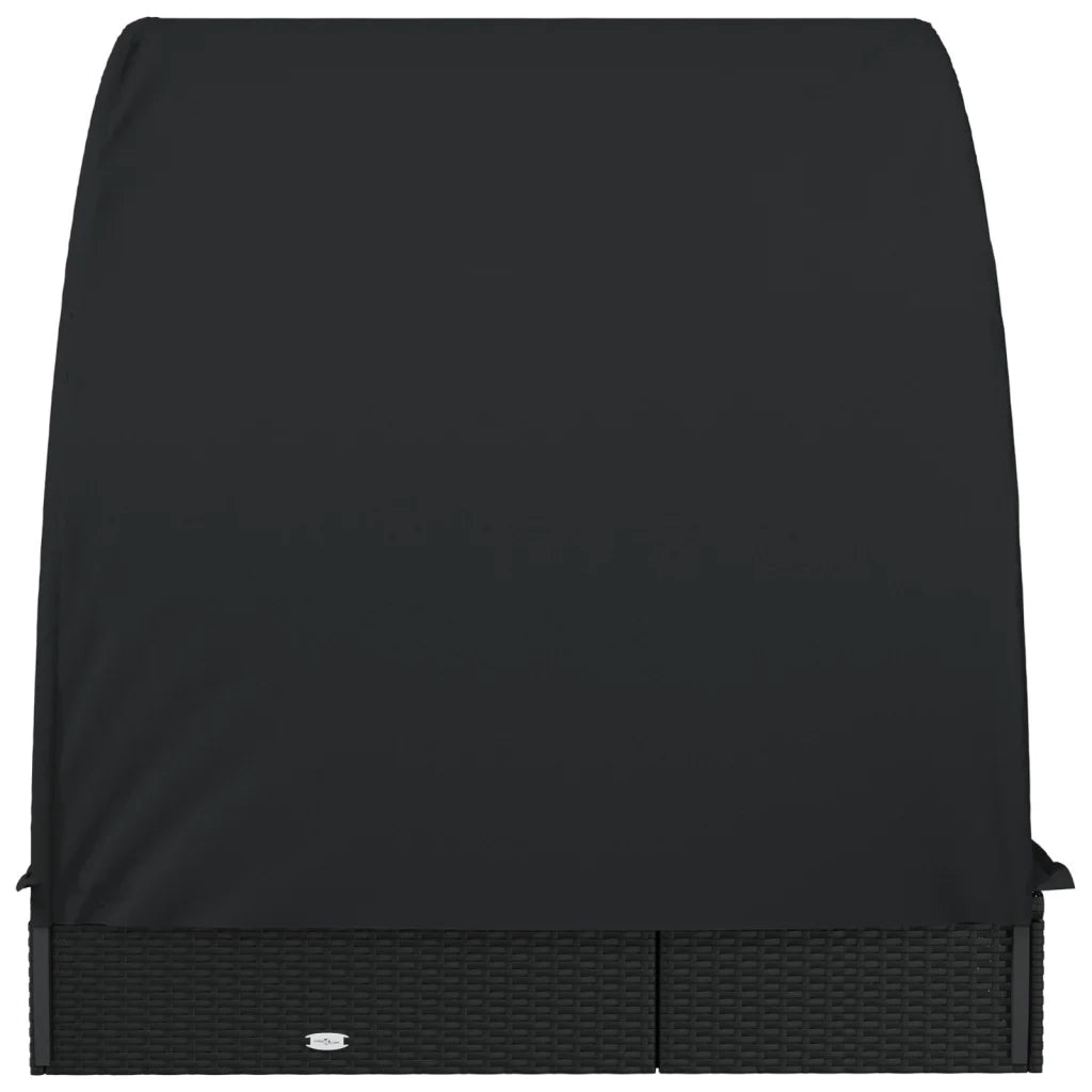 Sdraio da giardino | Lettino Doppio Tetto Rotondo Nero 211x112x140 cm in Polyrattan