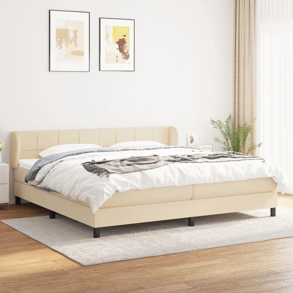 Giroletto a Molle con Materasso Crema 200x200 cm in Tessuto 3126274