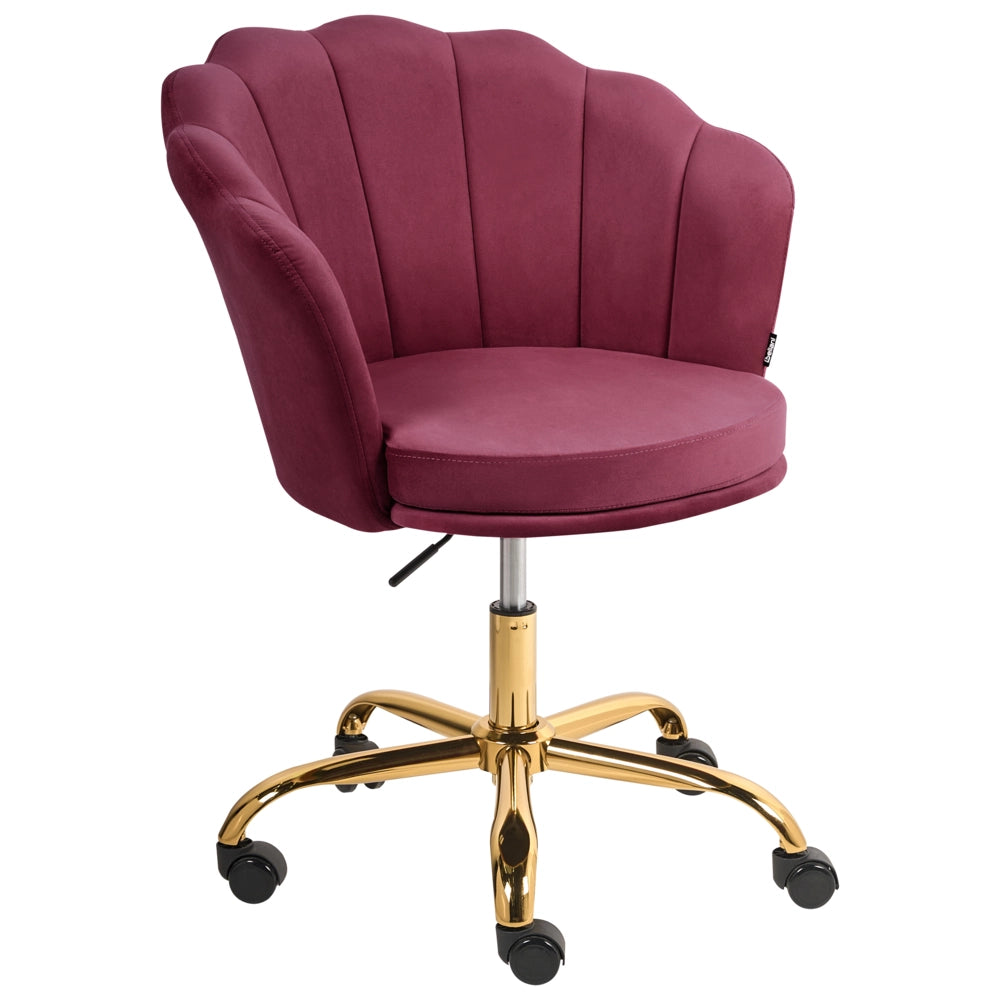 Sedia da ufficio in velluto di colore bordeaux con base girevole altezza regolabile elegante moderna