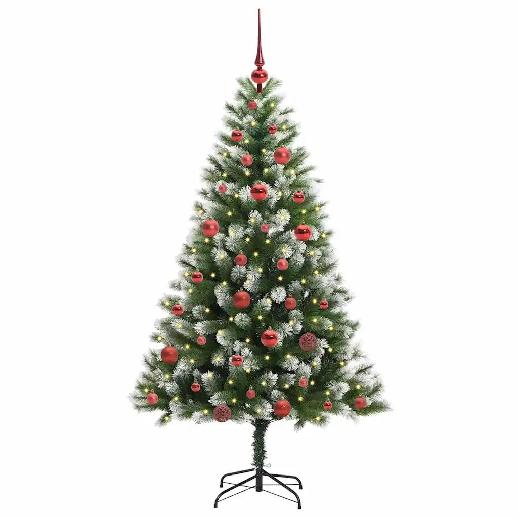 Albero di Natale Artificiale a Cerniera-Albero Natalizio con neve fioccata 409898