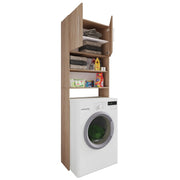 Colonna Lavanderia – Coprilavatrice con Ripiani In Legno Colore Noce H190 × L64 × P25 cm Soluzione Salvaspazio per Lavanderia