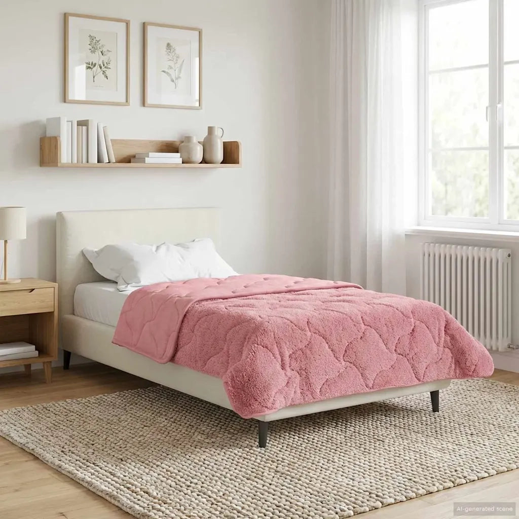 Duvet Invernale Rosa 140 x 220 cm Microfibra e Fleece Teddy