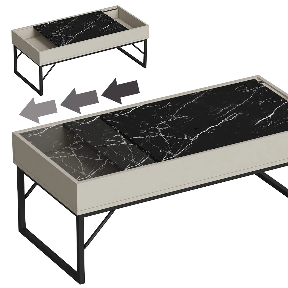 Vicco Tavolino da salotto Bianco crema 105 x 50 cm