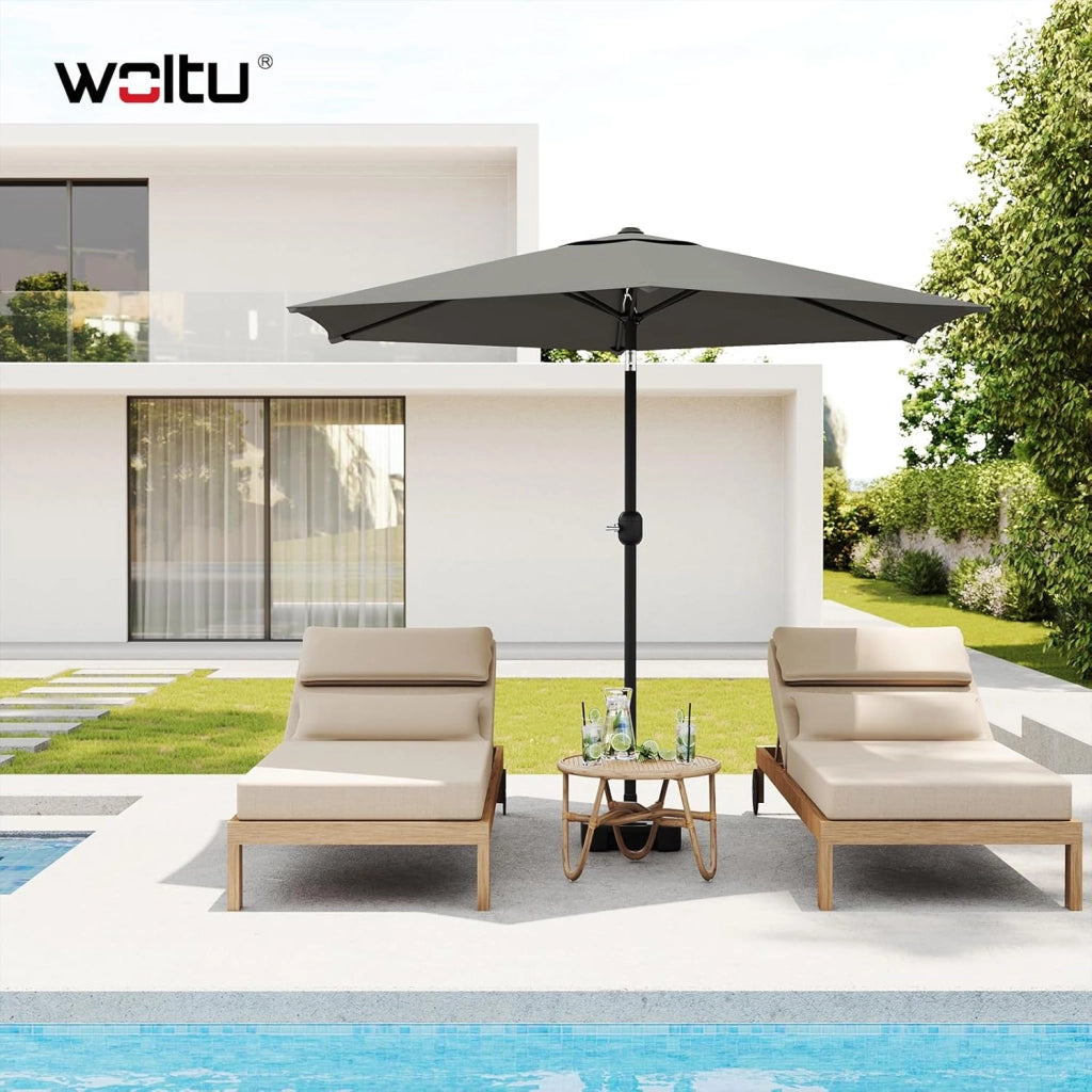 WOLTU Ombrellone da Giardino, Ombrellone da Spiaggia Grande con Manovella, Ombrellone da Esterno, Protezione UV per Terrazza, Mare, Piscina