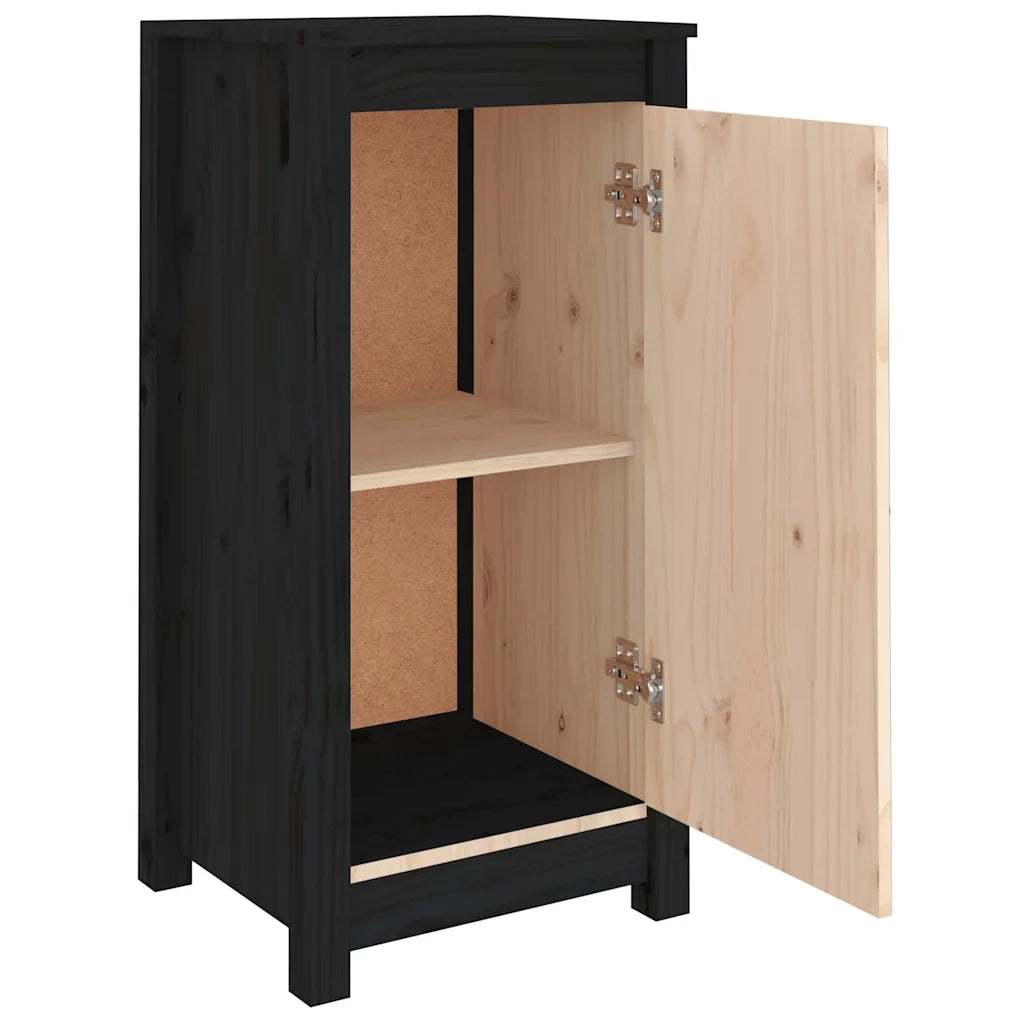 Credenze 2 pz Nere 39x35x80 cm in Legno Massello di Pino 813733