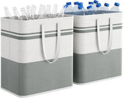 Set di asciugamani pieghevoli - 2 pezzi - 60L - Maniglie estese - Grigio e bianco - Per camera da letto, bagno, zona lavanderia