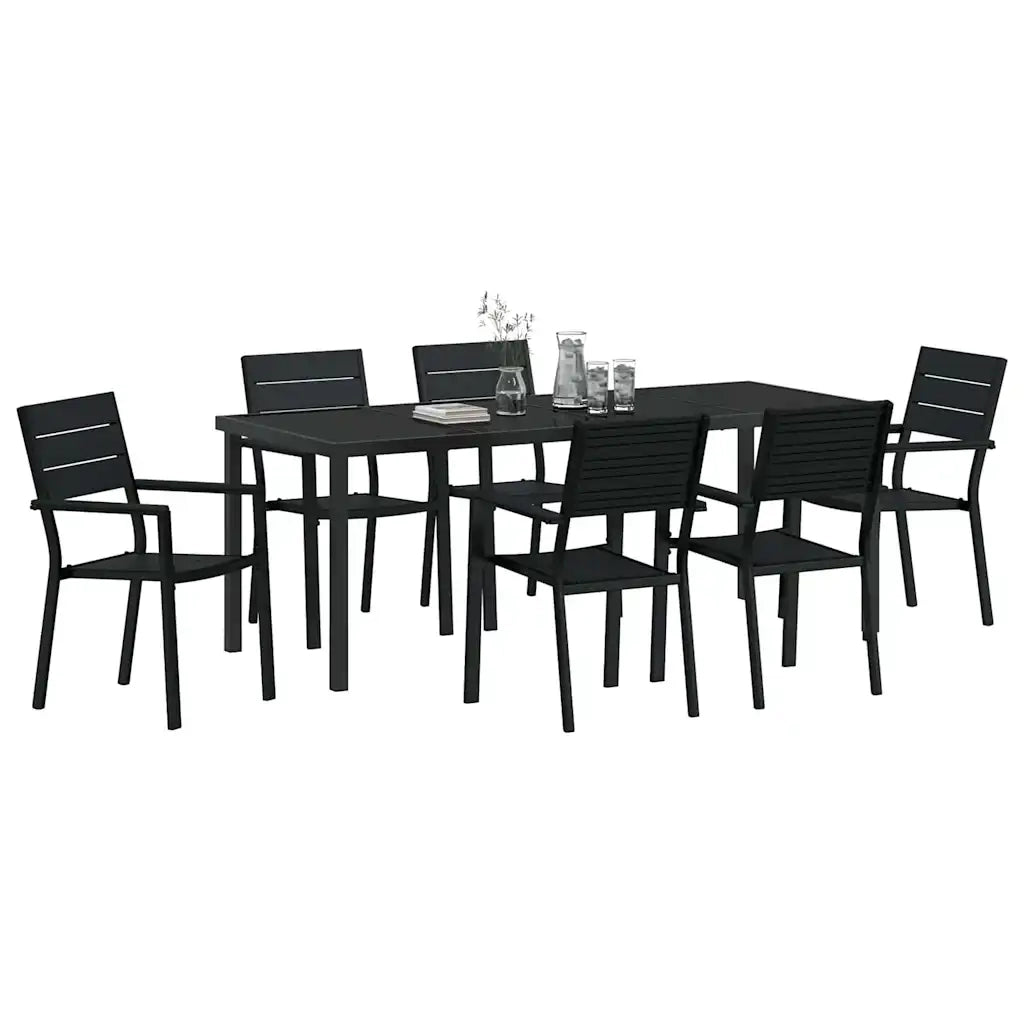 Set da Pranzo per Giardino 7 pcs Nero 3379147