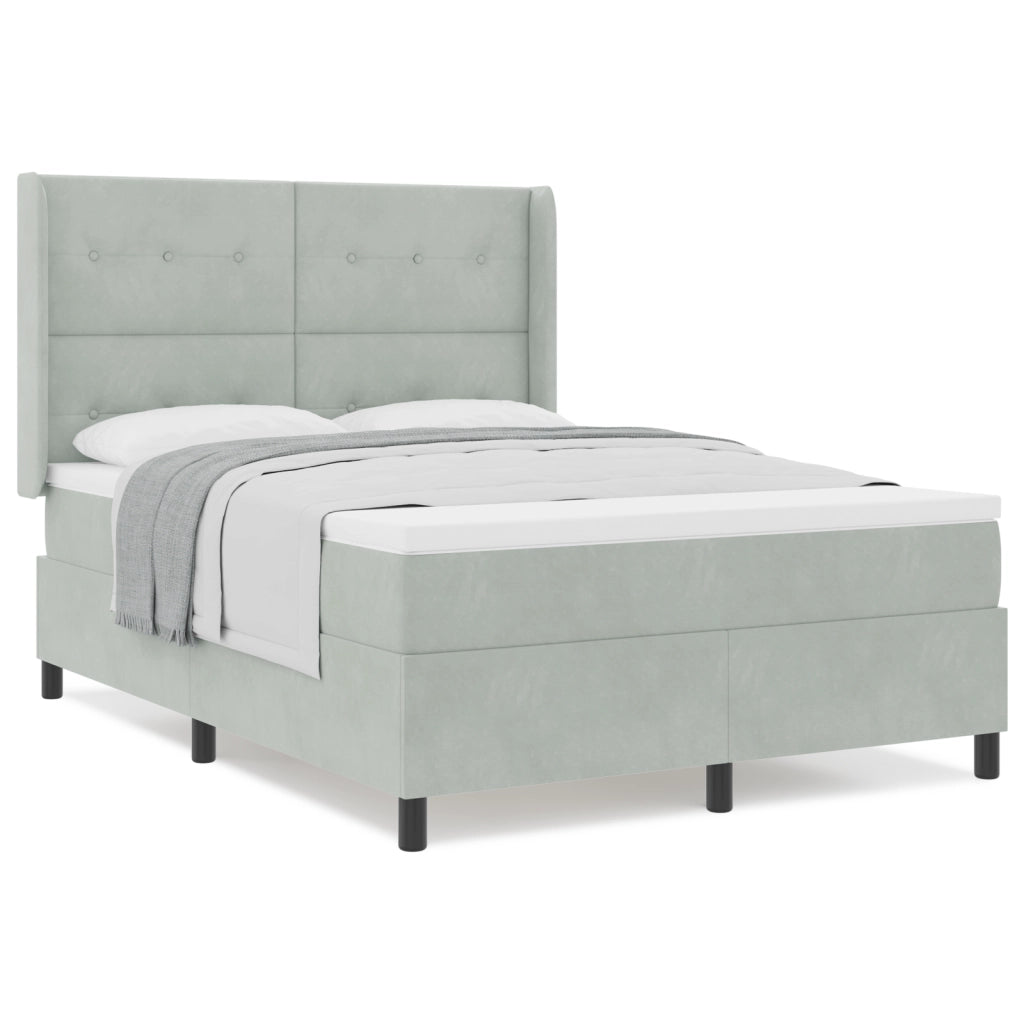 Letto Box Spring con Materasso Grigio Chiaro 160x200 cm Velluto