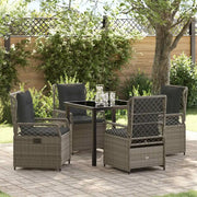 Set da Pranzo per Giardino 5 pcs Grigio polyrattan