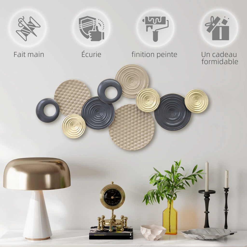 Decorazione murale in metallo ¨C zephmum ¨C kaki e nero 100x50 cm