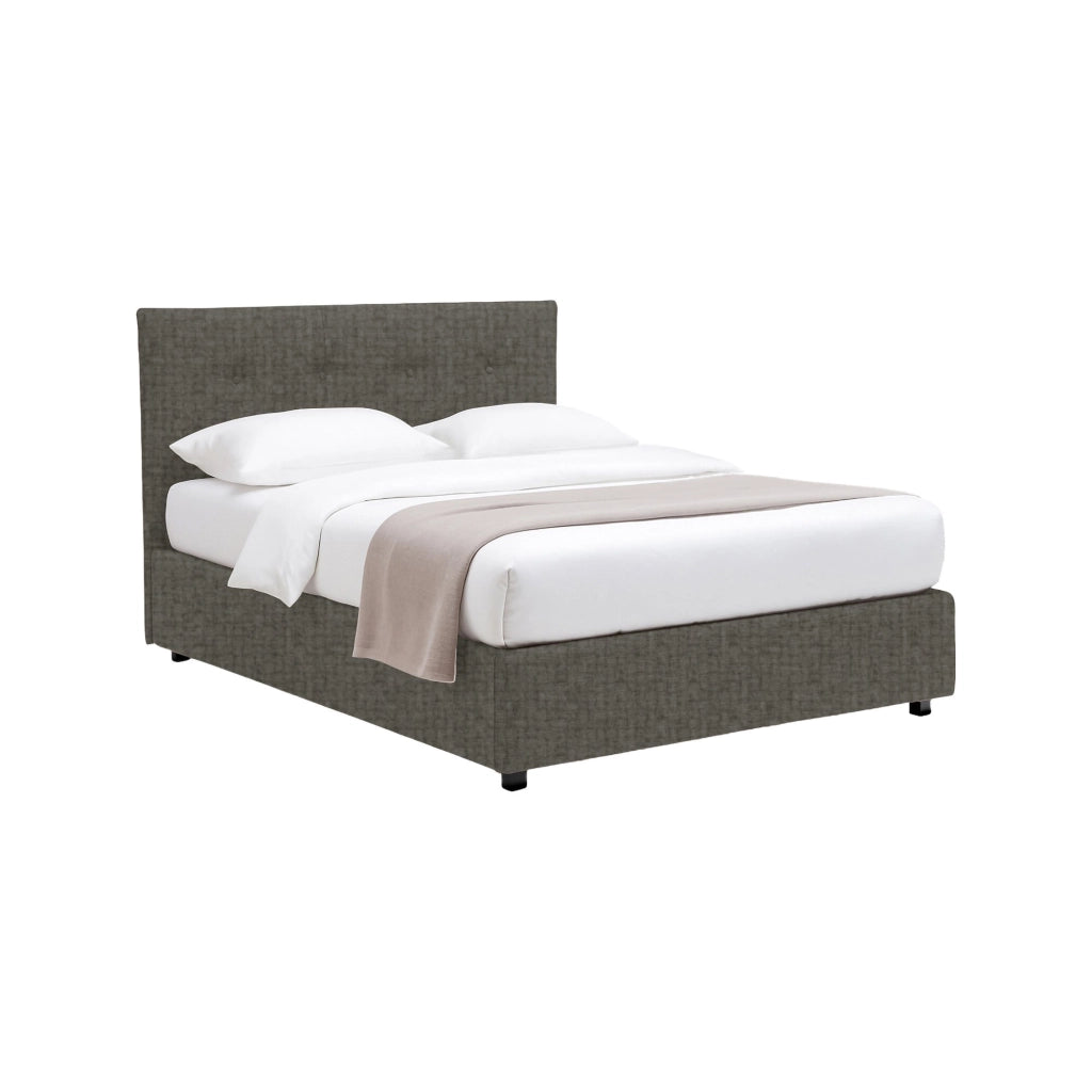 Preston, Letto Matrimoniale Sfoderabile Made in Italy, Grigio Tortora
