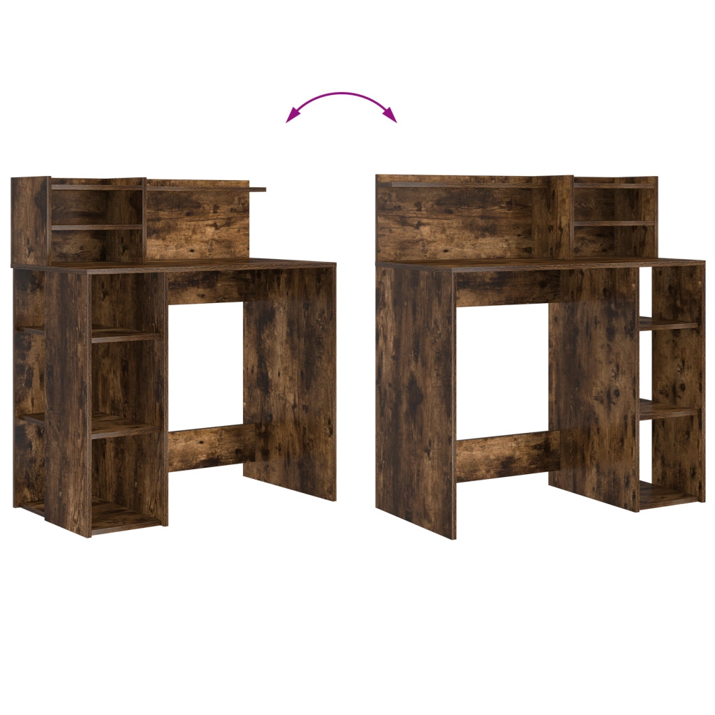Scrivania con Storage in Rovere Affumicato 90x48x101.5 cm Legno Ingegnerizzato