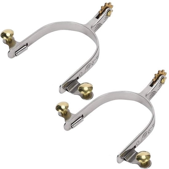 Set di Sporgen per Cavallo a Stile Cowboy - Acciaio Inossidabile - Installazione Facile - Adatto per Cavallo e Pony - Set da 2 - Duraturo e Pratico
