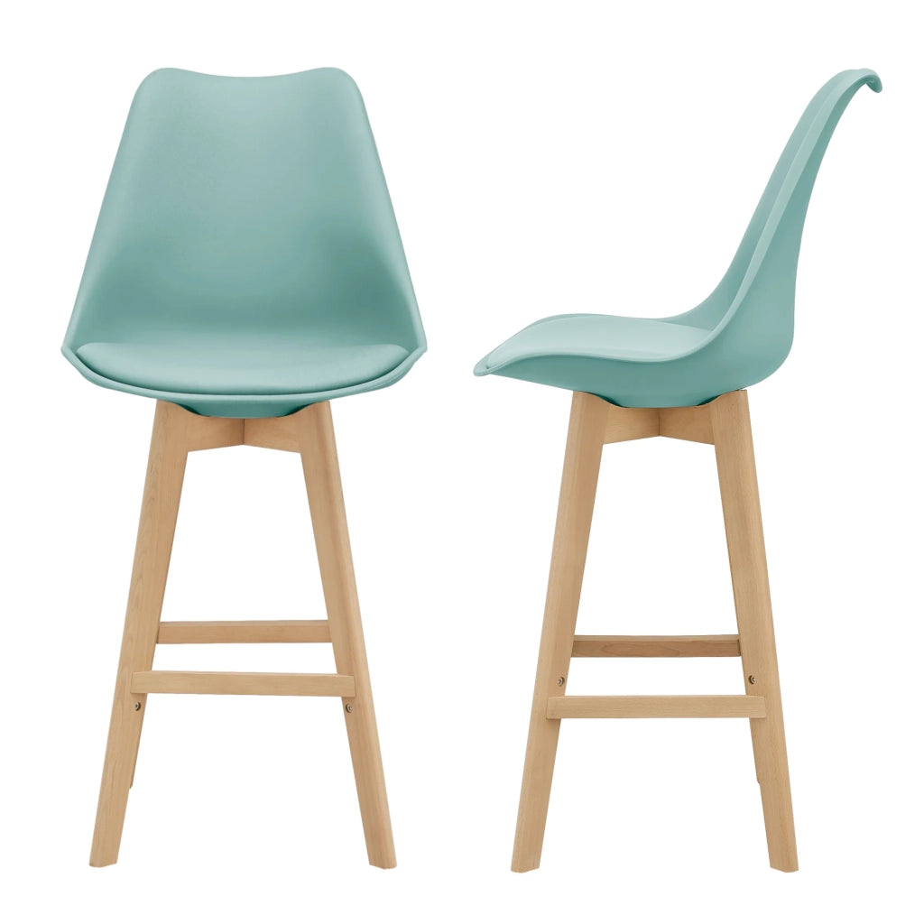 Set di 2 sgabelli da bar con seduta schienale e poggiapiedi 105 cm verde 03_0002780